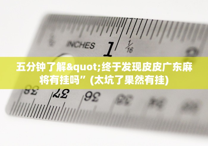 五分钟了解"终于发现皮皮广东麻将有挂吗”(太坑了果然有挂)