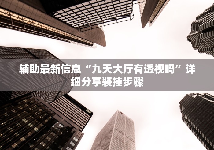 辅助最新信息“九天大厅有透视吗”详细分享装挂步骤