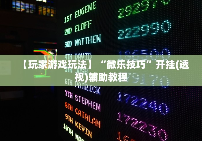 【玩家游戏玩法】“微乐技巧”开挂(透视)辅助教程