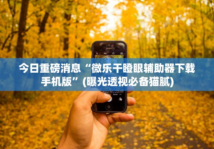 今日重磅消息“微乐干瞪眼辅助器下载手机版”(曝光透视必备猫腻)