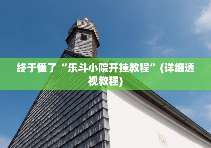 终于懂了“乐斗小院开挂教程”(详细透视教程)