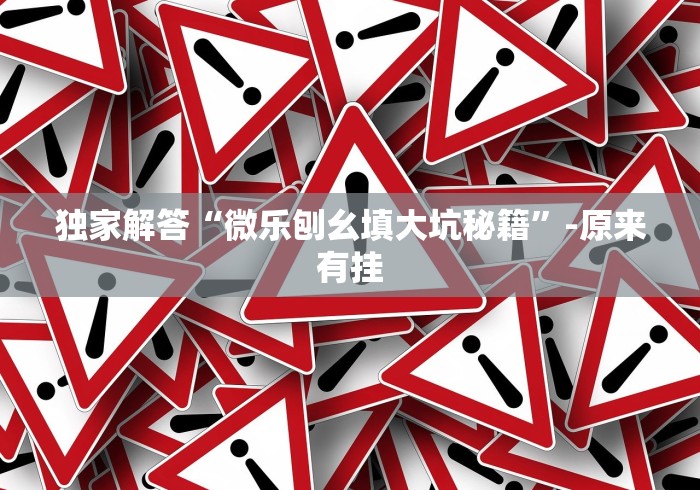 独家解答“微乐刨幺填大坑秘籍”-原来有挂