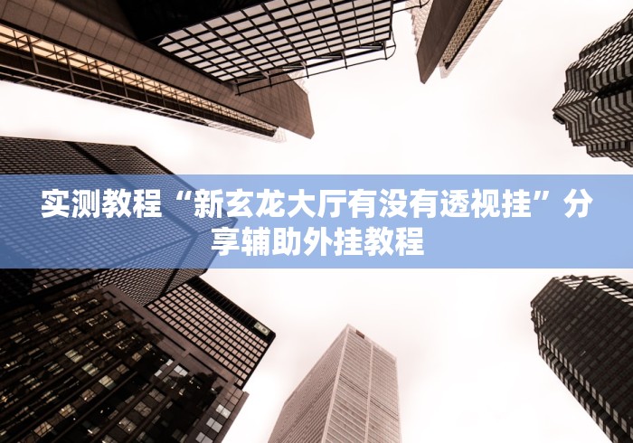 实测教程“新玄龙大厅有没有透视挂”分享辅助外挂教程