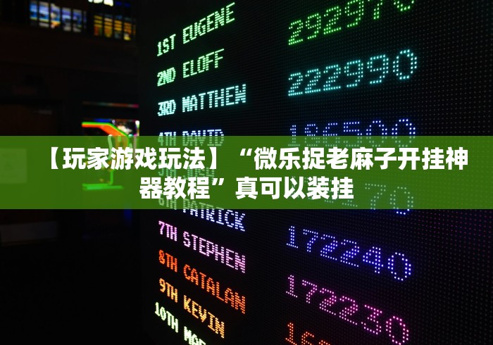【玩家游戏玩法】“微乐捉老麻子开挂神器教程”真可以装挂