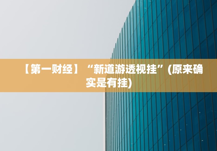 【第一财经】“新道游透视挂”(原来确实是有挂)