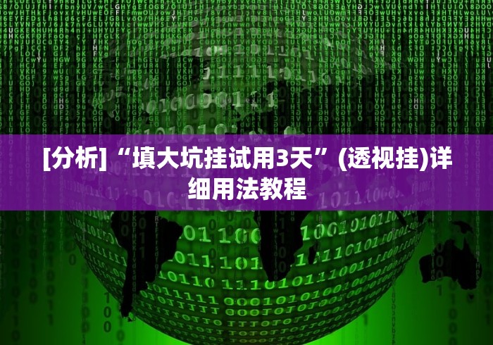 [分析]“填大坑挂试用3天”(透视挂)详细用法教程
