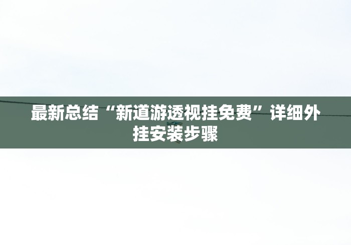 最新总结“新道游透视挂免费”详细外挂安装步骤