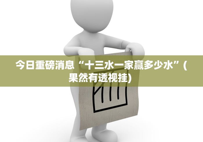 今日重磅消息“十三水一家赢多少水”(果然有透视挂) 