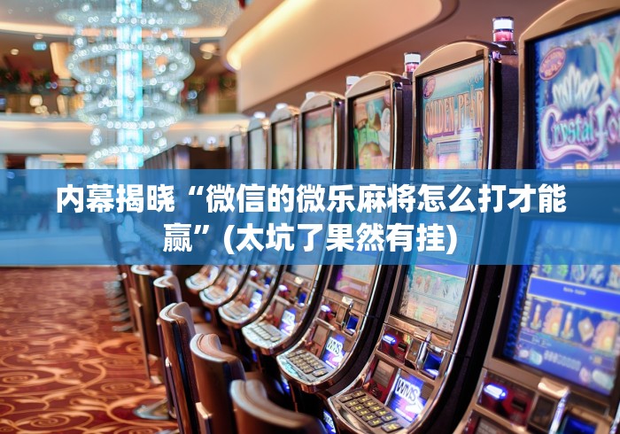 内幕揭晓“微信的微乐麻将怎么打才能赢	”(太坑了果然有挂)